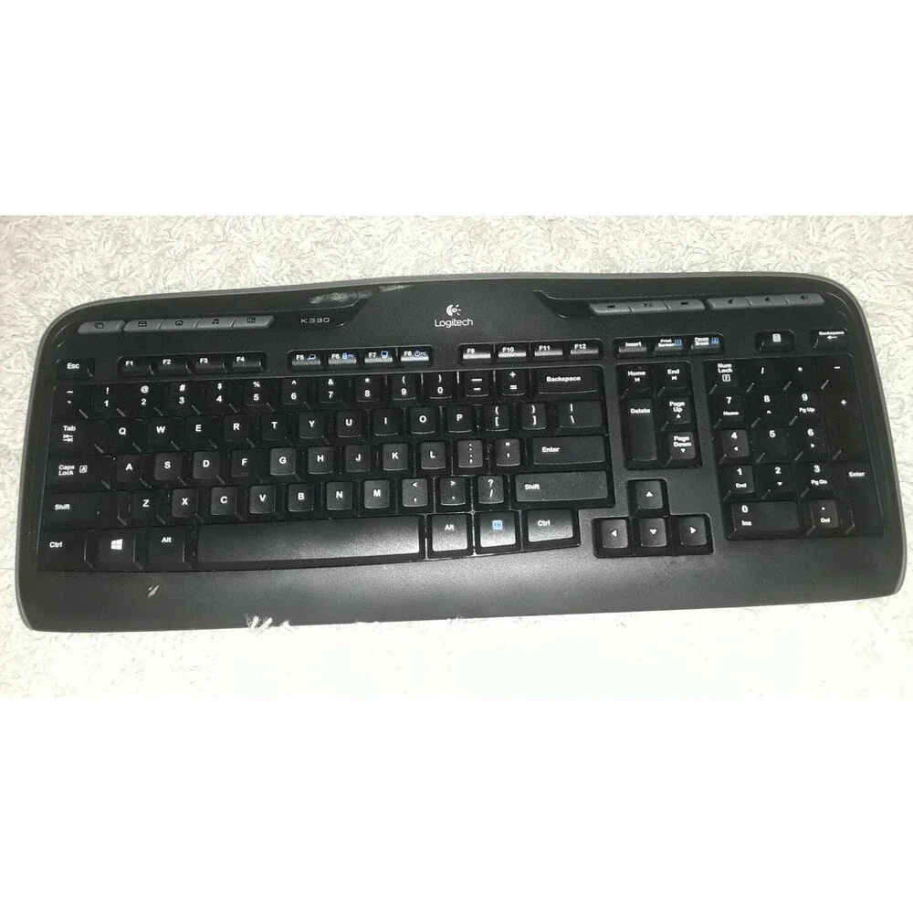 Logitech Wireless Keyboard K330 Y-R0009 NO USB Receiver Keyboard Only Used